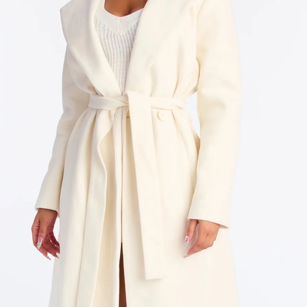 Elegant Cream Belted Coat